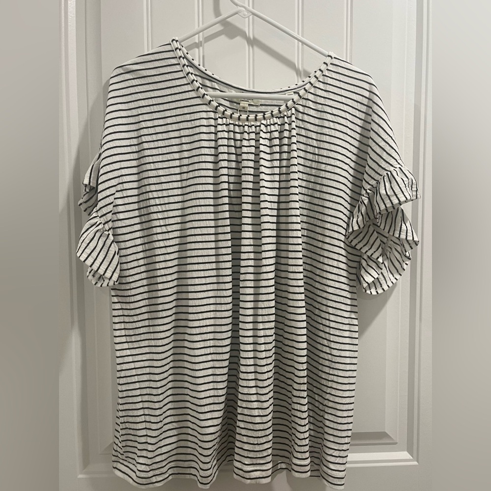 Max Studio London Striped Ruffle Sleeve Top Size 1 X